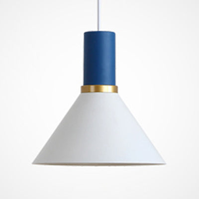 Minimalist Metal Pendant Light with Bowl/Cone/Funnel Shade in Blue/Pink/Yellow
