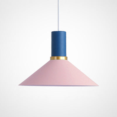 Minimalist Metal Pendant Light With Bowl/Cone/Funnel Shade In Blue/Pink/Yellow Pink / Cone