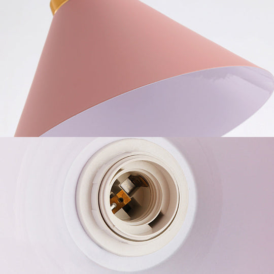 Minimalist Metal Pendant Light with Bowl/Cone/Funnel Shade in Blue/Pink/Yellow