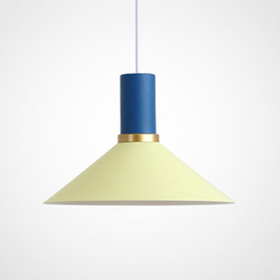 Minimalist Metal Pendant Light With Bowl/Cone/Funnel Shade In Blue/Pink/Yellow Yellow / Cone
