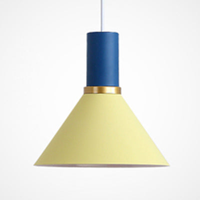 Minimalist Metal Pendant Light With Bowl/Cone/Funnel Shade In Blue/Pink/Yellow Yellow / Funnel