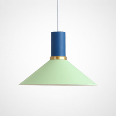 Minimalist Metal Pendant Light with Bowl/Cone/Funnel Shade in Blue/Pink/Yellow