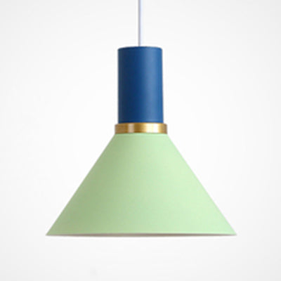 Minimalist Metal Pendant Light With Bowl/Cone/Funnel Shade In Blue/Pink/Yellow Green / Funnel