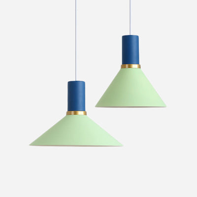 Minimalist Metal Pendant Light with Bowl/Cone/Funnel Shade in Blue/Pink/Yellow
