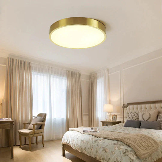 Plafonnier LED rond en cuivre de style nordique moderne et simple