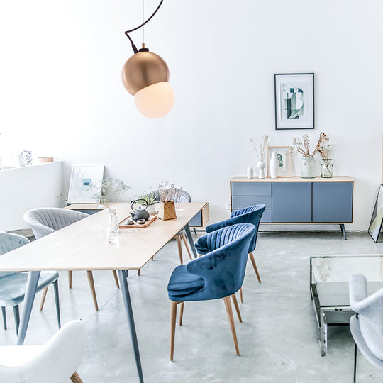 Modern Metal Dome Hanging Pendant Light with Golden Frame and White Glass Shade