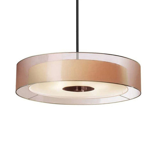Coffee Fabric Drum Pendant Light: Modern LED Ceiling Fixture in 3 Different Sizes