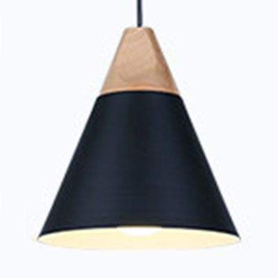 Modern Wood & Aluminum Single Head Coolie Pendant Light In Black/Grey/Yellow/White - Ideal For
