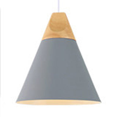 Modern Wood & Aluminum Single Head Coolie Pendant Light In Black/Grey/Yellow/White - Ideal For