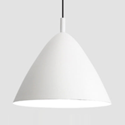 Stylish Monochrome Pyramid Hanging Light With Single Metallic Bulb - Perfect For Study Rooms White /