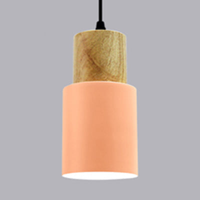 Modern Metal and Wood Hanging Lamp - 1 Light Pendant for Office Hallways