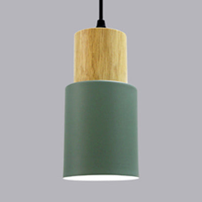 Modern Metal and Wood Hanging Lamp - 1 Light Pendant for Office Hallways