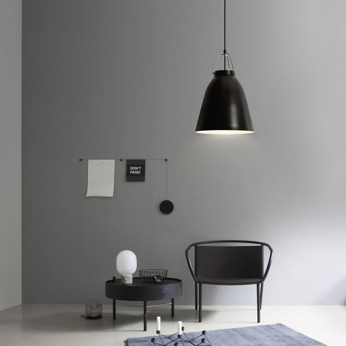 Minimalist Monochrome Pendant Light: Stylish 8/16 Inch Wide Aluminum Hanging Light with Bucket Shade for Kitchen