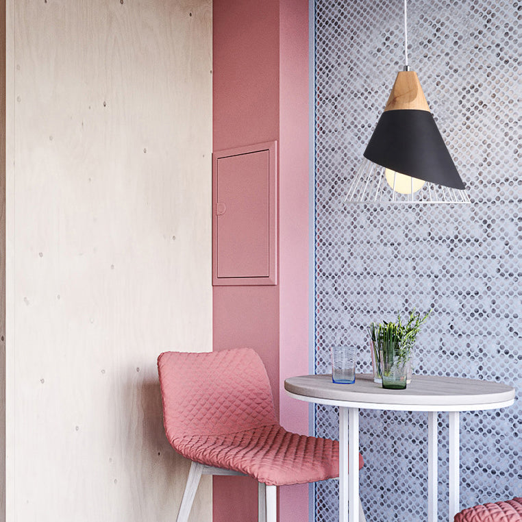 Modern Metallic Cone Pendant Light – 12"/14" Wide Single Bulb Hanging Lamp for Balcony Bar