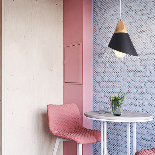 Modern Iron Cone Pendant Light - 12/14 Wide Single Bulb Hanging Lamp For Balcony Bar