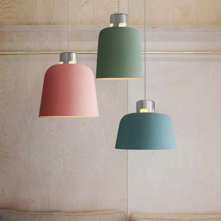 Blue/Green/Pink Nordic Pendant Light w/ Metal Bucket Shade - Perfect for Restaurant & Dining Room