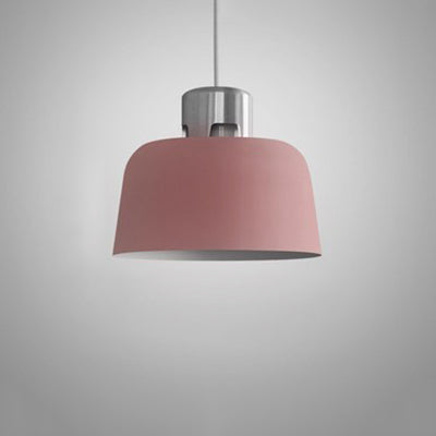 Nordic Pendant Lighting: Metal Bucket Shade Single Light In Blue/Green/Pink For Restaurant Dining