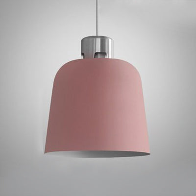 Nordic Pendant Lighting: Metal Bucket Shade Single Light In Blue/Green/Pink For Restaurant Dining