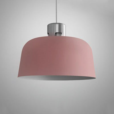 Nordic Pendant Lighting: Metal Bucket Shade Single Light In Blue/Green/Pink For Restaurant Dining