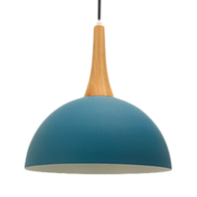 Macaron Aluminum Pendant Lamp With Single Bulb - Dark Blue/Light Blue/Pink Shade For Living Room