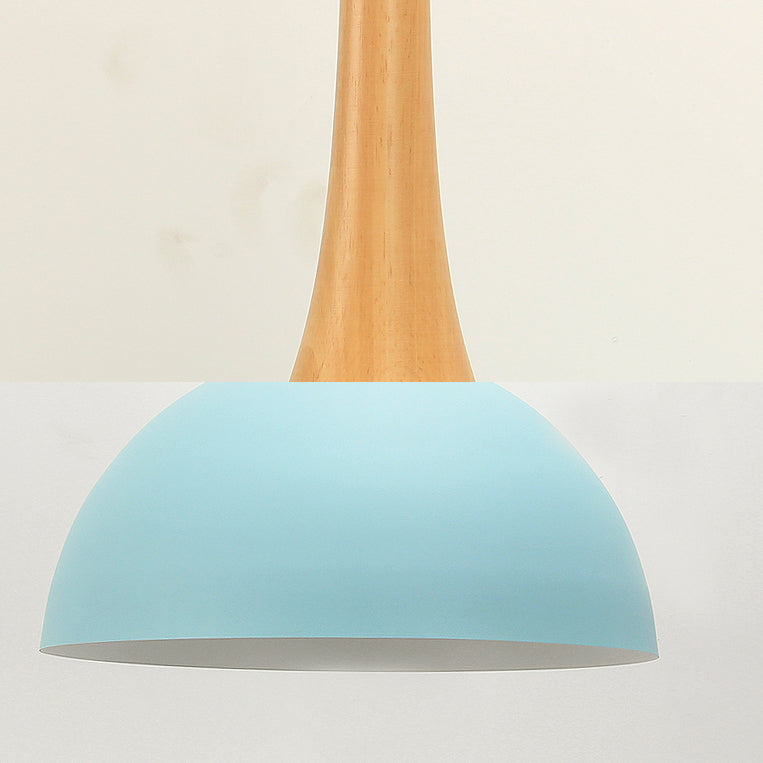 Macaron Aluminum Pendant Lamp With Single Bulb - Dark Blue/Light Blue/Pink Shade For Living Room