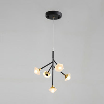 Modern Metal & Acrylic Pendant Chandelier With 5 Lights For Kitchen And Dining Room Black