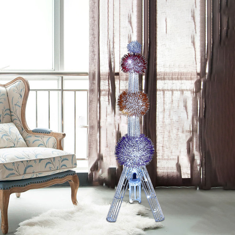 Colorful Led Tripod Floor Lamp - Decorative Aluminum Stand Blue/Purple/Yellow Blue-Purple-Yellow