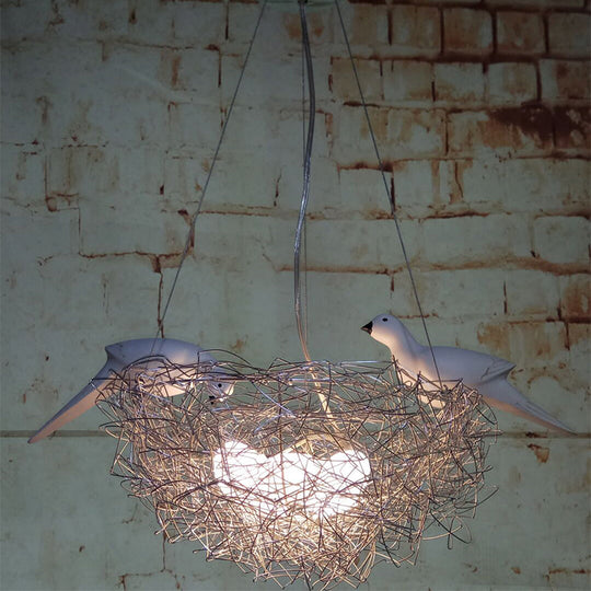 Silver Aluminum Bird Design Led Pendant Lamp For Childrens Room Decor