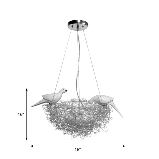 Silver Aluminum Bird Design Led Pendant Lamp For Childrens Room Decor