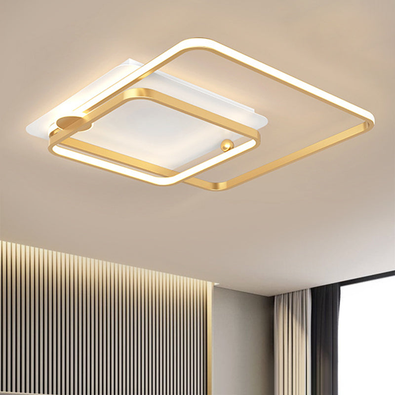 Modern Rhombus Frame Led Flush Light In Black/Gold 18/21.5 Sizes Warm/White Option