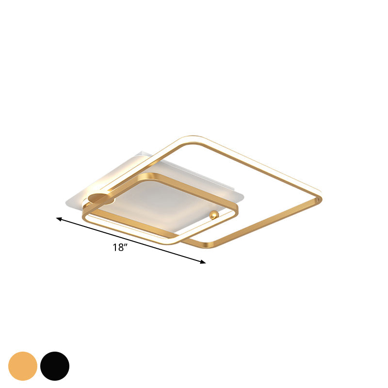 Modern Rhombus Frame LED Flush Light in Black/Gold, 18"/21.5" Sizes, Warm/White Light Option
