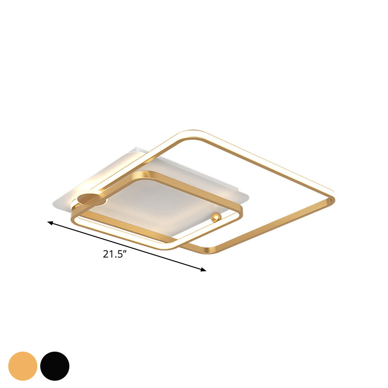 Modern Rhombus Frame LED Flush Light in Black/Gold, 18"/21.5" Sizes, Warm/White Light Option