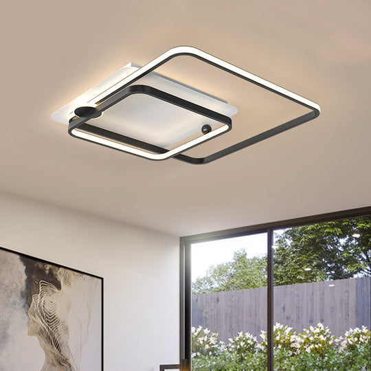 Modern Rhombus Frame LED Flush Light in Black/Gold, 18"/21.5" Sizes, Warm/White Light Option
