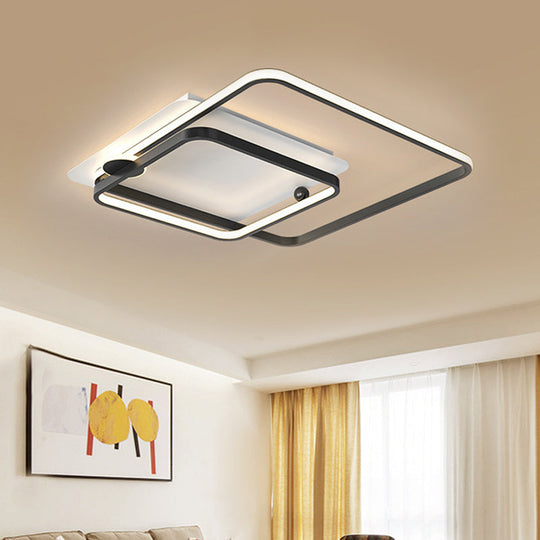 Modern Rhombus Frame LED Flush Light in Black/Gold, 18"/21.5" Sizes, Warm/White Light Option