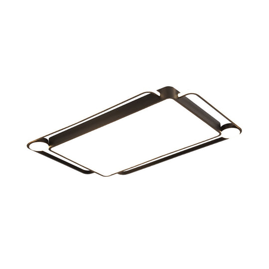 Modern Rectangular Flush Mount LED Ceiling Light in Metallic Black - Perfect for Living Room, Warm and White Lighting