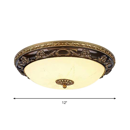 Classic Bowl Ceiling Flush LED Flush Mount Lighting in Black - 12"/16" Wide, Cream Glass - Ideal for Bedrooms