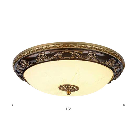 Classic Bowl Ceiling Flush Led Mount Lighting In Black - 12/16 Wide Cream Glass Ideal For Bedrooms