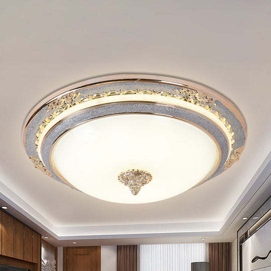 Sleek Glass Apricot Ceiling Lamp - LED Flush Mount Light, Bowl-Shape Simplicity - 14"/16"/19.5" Dia