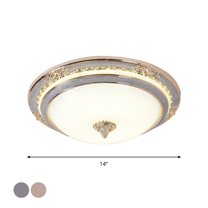 Sleek Glass Apricot Ceiling Lamp - LED Flush Mount Light, Bowl-Shape Simplicity - 14"/16"/19.5" Dia