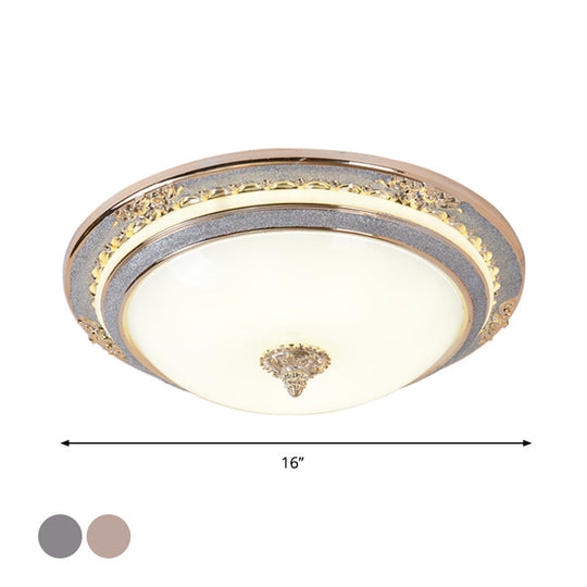 Sleek Glass Apricot Ceiling Lamp - LED Flush Mount Light, Bowl-Shape Simplicity - 14"/16"/19.5" Dia