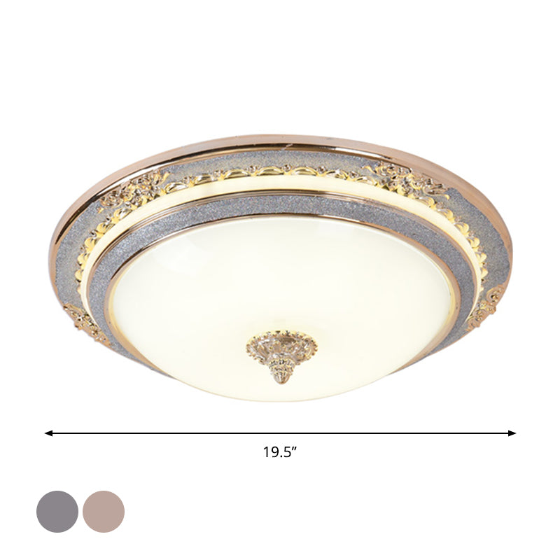 Sleek Glass Apricot Ceiling Lamp - LED Flush Mount Light, Bowl-Shape Simplicity - 14"/16"/19.5" Dia