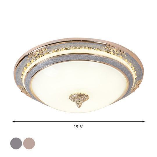 Sleek Glass Apricot Ceiling Lamp - LED Flush Mount Light, Bowl-Shape Simplicity - 14"/16"/19.5" Dia