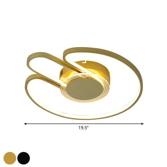 Modern Black/Gold Geometric Frame Flushmount - 16"/19.5" LED Metal Flush Mounted Lighting