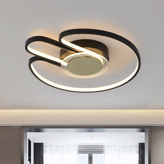 Modern Black/Gold Geometric Frame Flushmount - 16/19.5 Led Metal Flush Mounted Lighting Black / 16