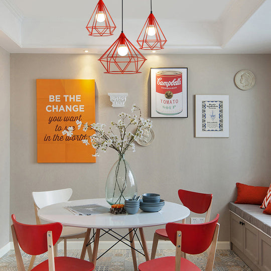 Metallic Diamond Cage Pendant Light For Modern Hotel Decor