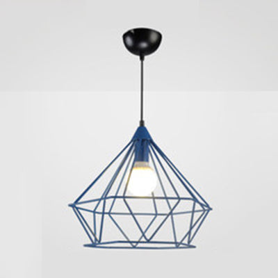 Metallic Diamond Cage Pendant Light For Modern Hotel Decor