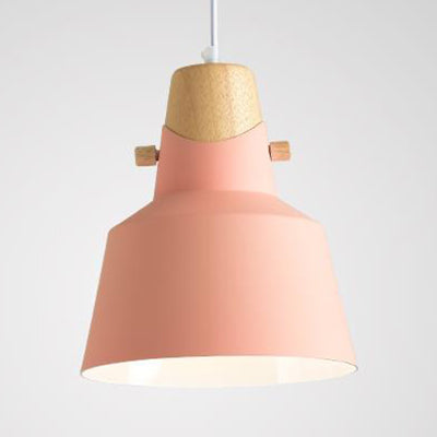 Modern Metal Bell/Dome Pendant Ceiling Light - 1 Light, 8.5"/14" Dia - Pink/Yellow/Green