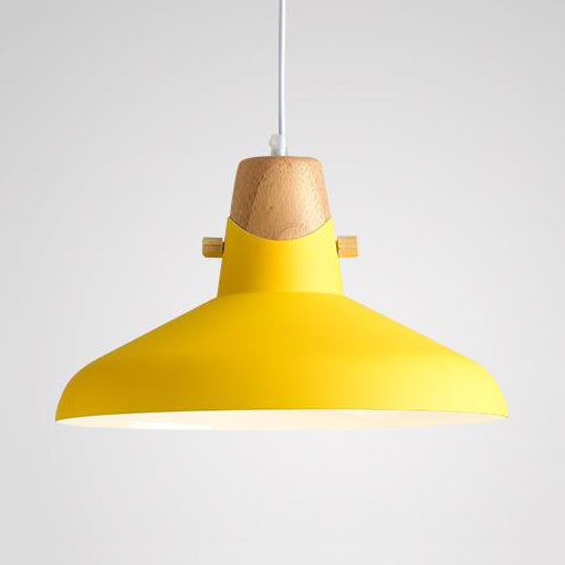 Modern Metal Bell/Dome Pendant Ceiling Light - 1 Light, 8.5"/14" Dia - Pink/Yellow/Green