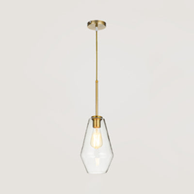 Modern Glass Pendant Lamp 1-Light Ceiling Light Clear/Amber Triangle/Urn/Diamond 9/14/16.5 Wide