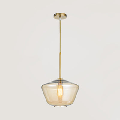 Modern Glass Pendant Lamp 1-Light Ceiling Light Clear/Amber Triangle/Urn/Diamond 9/14/16.5 Wide